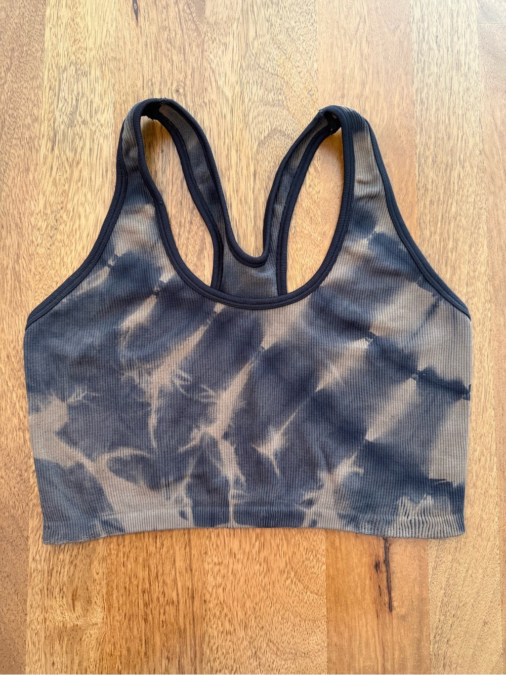Offline by aerie Tie-Dye Ribbed Camo Sports Bra - Black & Tan